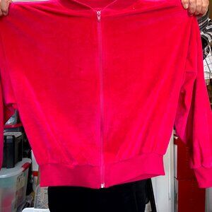 BAY CLUB HOT PINK VELOUR JACKET SIZE LARGE VERY GOOD CONDITION